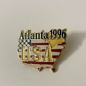 Vtg Atlanta Olympics Game 1996 Pin Team USA America Flag Pin